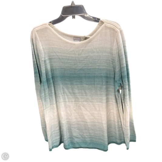 Sweater By Chicos In Blue & Cream, Size: Xl