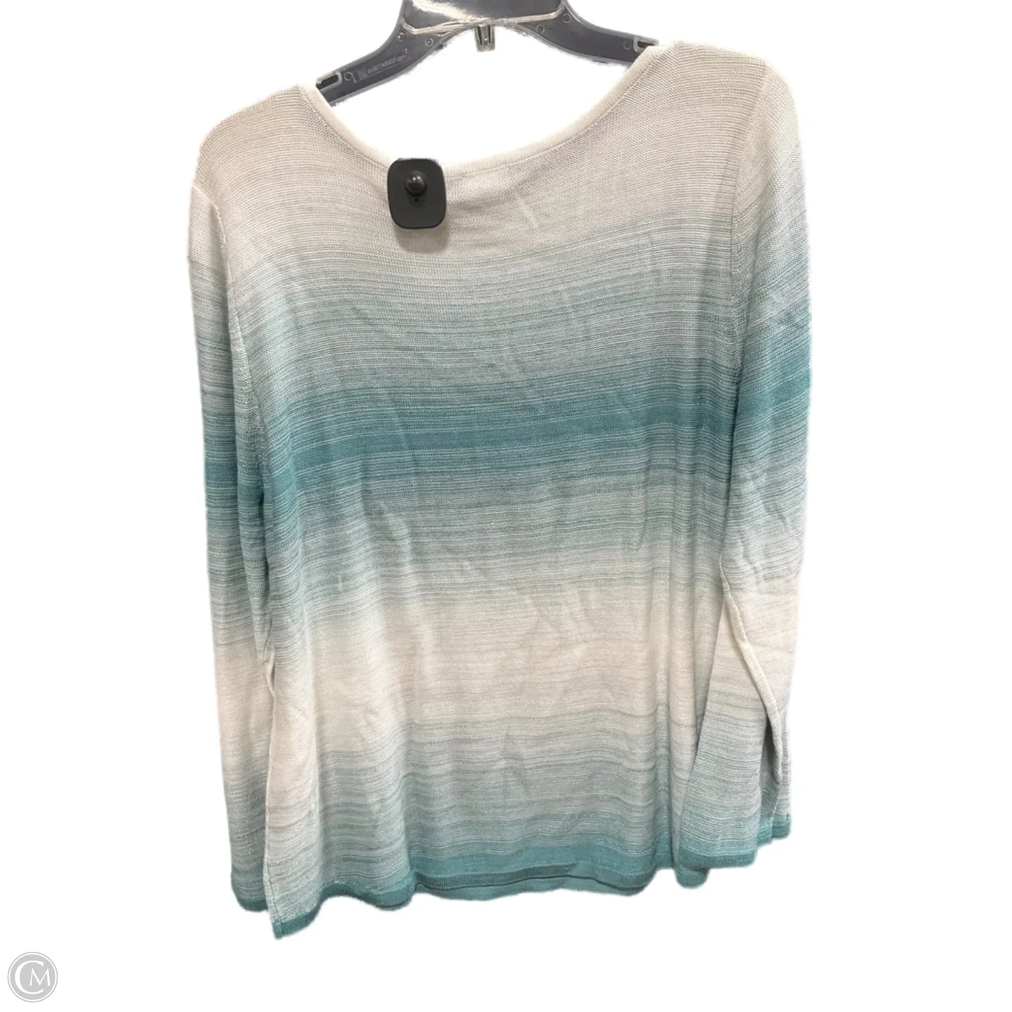 Sweater By Chicos In Blue & Cream, Size: Xl