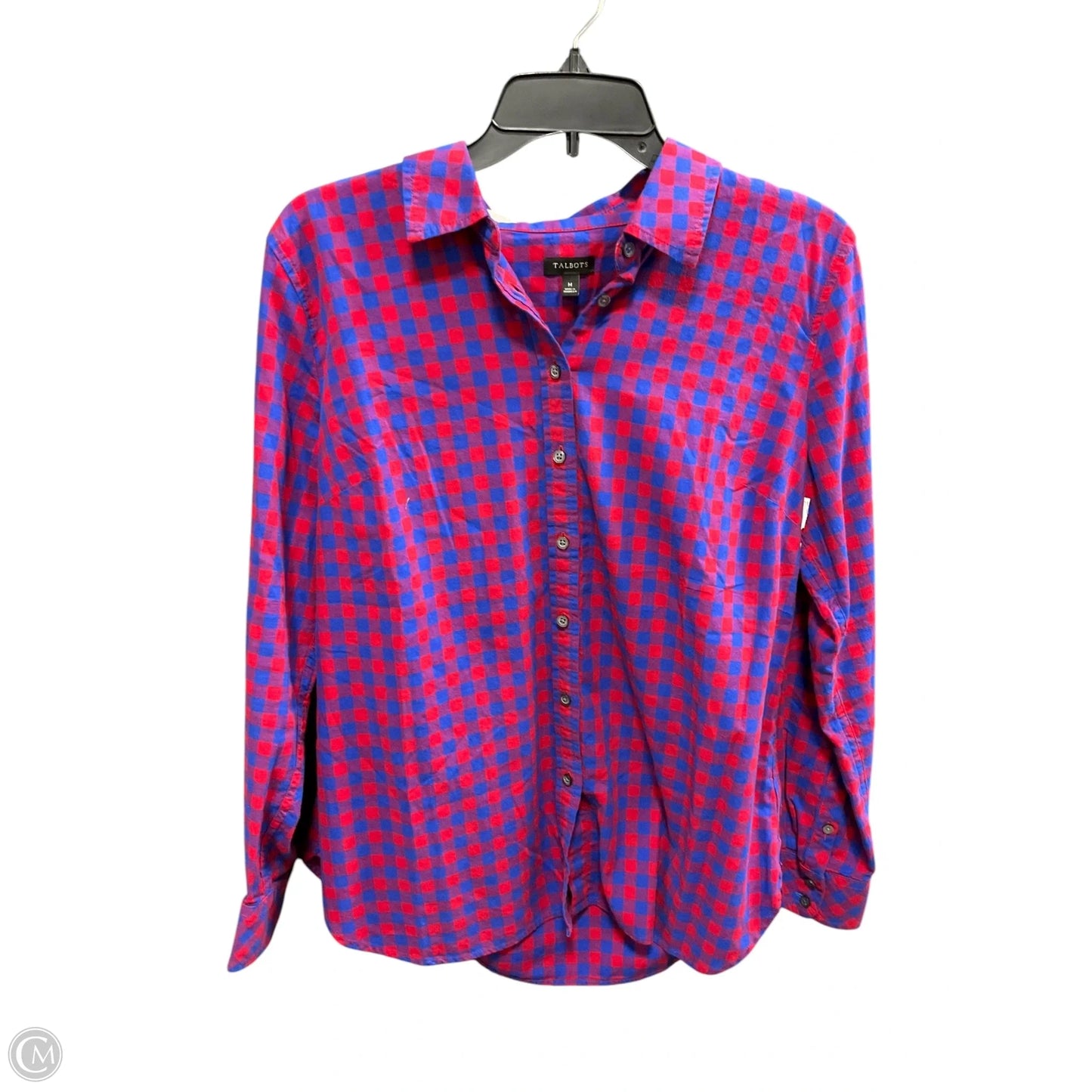 Blouse Long Sleeve By Talbots In Blue & Red, Size: M