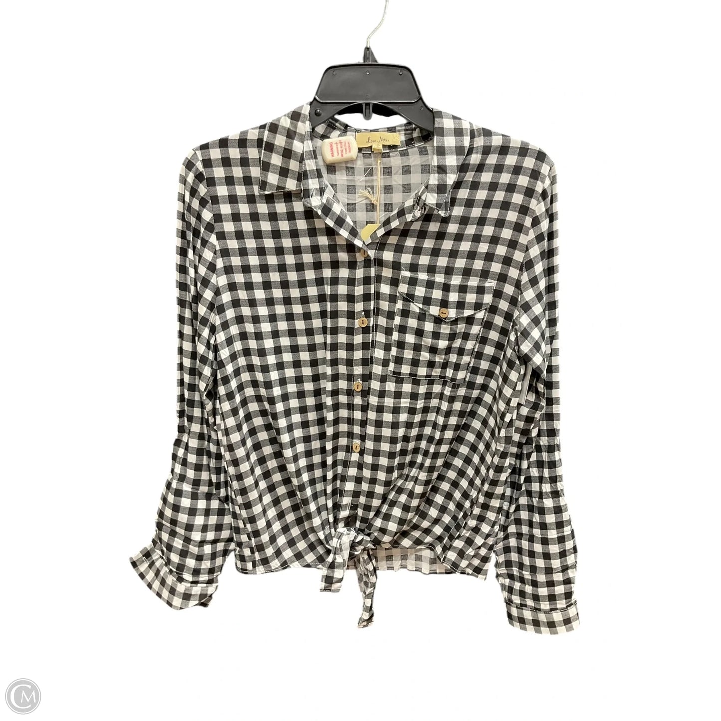 Blouse Long Sleeve By Love Notes In Black & White, Size: M