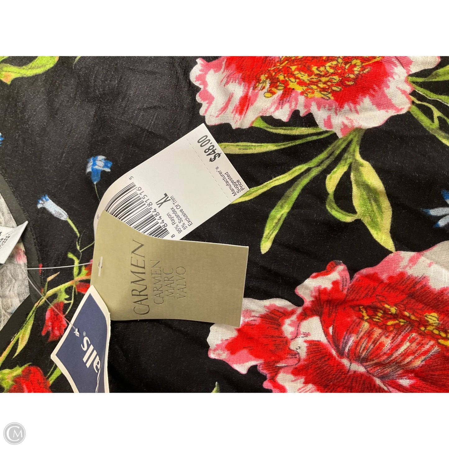 Top Short Sleeve By Carmen By Carmen Marc Valvo In Floral Print, Size: Xl