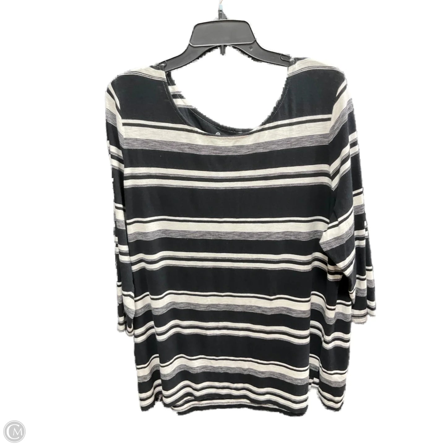 Top 3/4 Sleeve By Talbots In Black & Cream, Size: 2x
