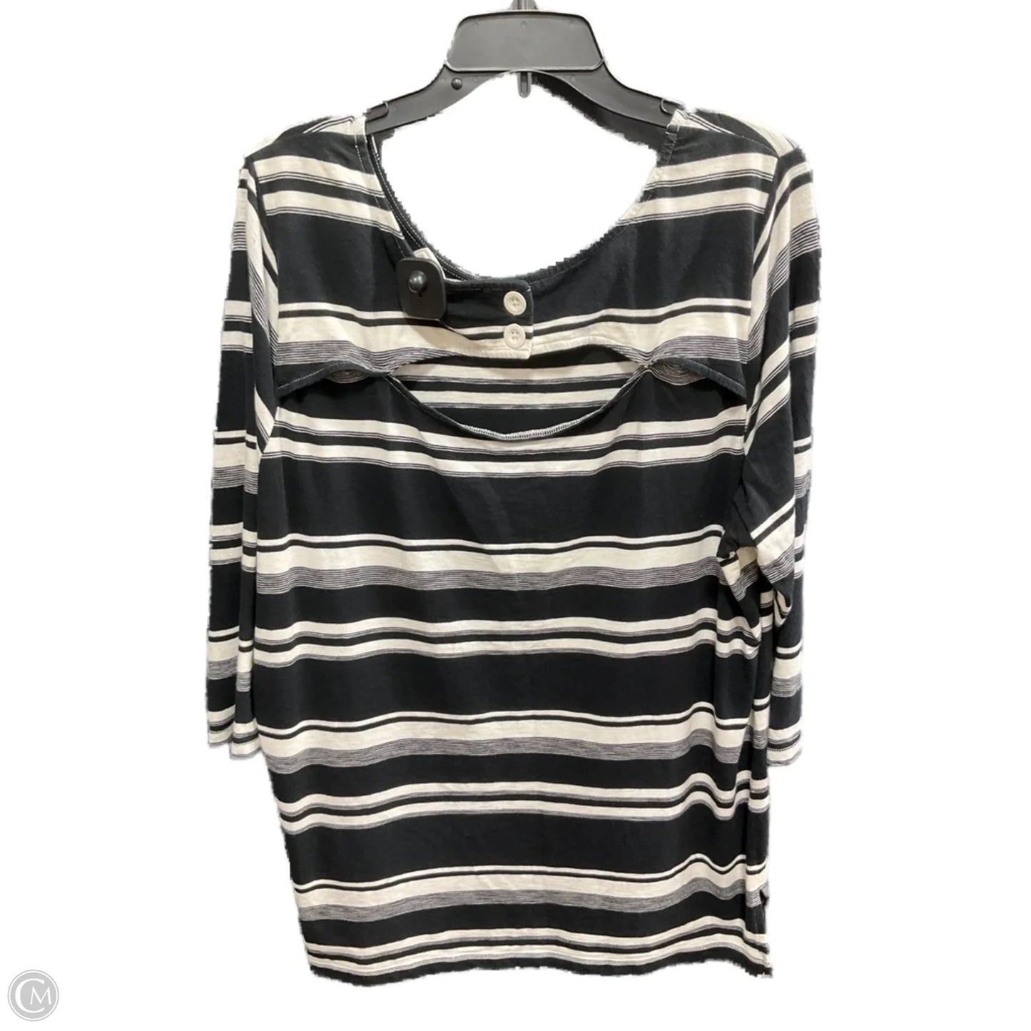 Top 3/4 Sleeve By Talbots In Black & Cream, Size: 2x