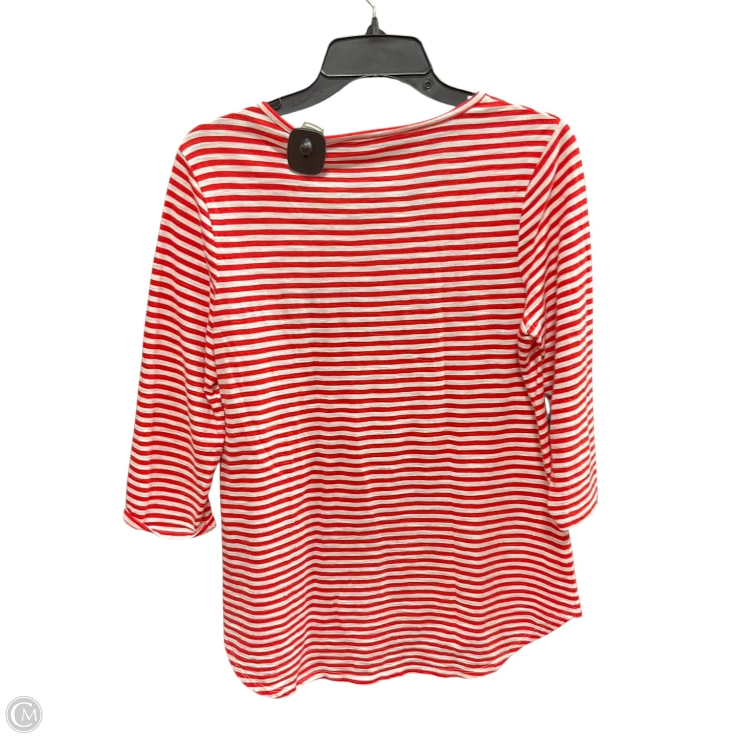 Top Long Sleeve By Chicos In Red & White, Size: S