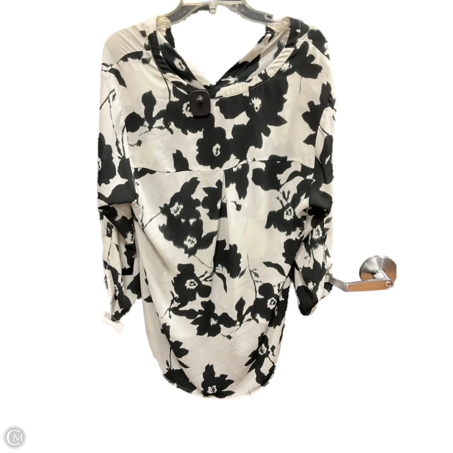 Top Long Sleeve By Daniel Rainn In Black & Cream, Size: Xl