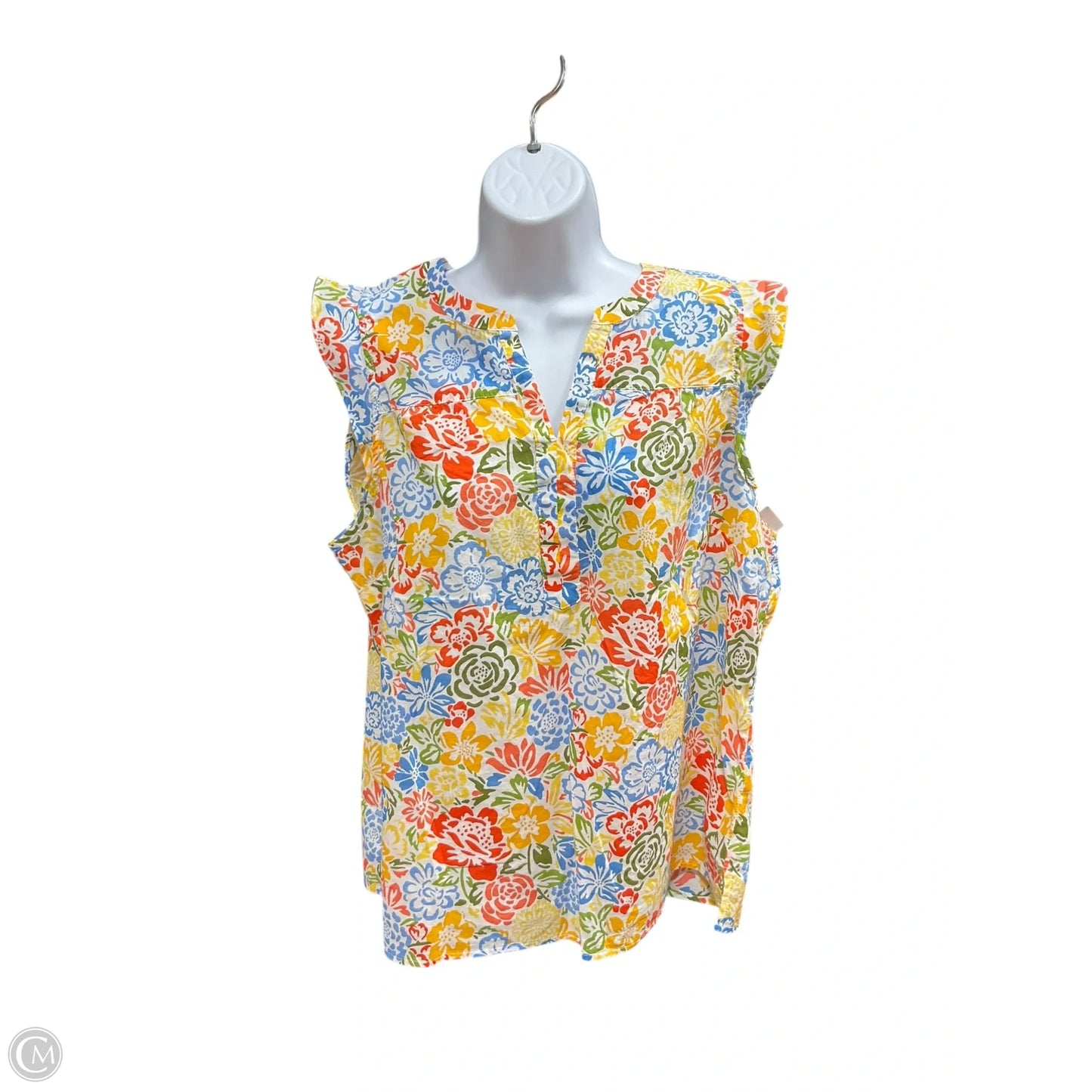 Top Sleeveless By Talbots In Orange & Yellow, Size: Xl