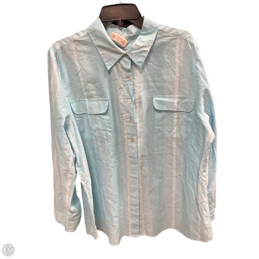 Blouse Long Sleeve By Chicos In Aqua, Size: Xl