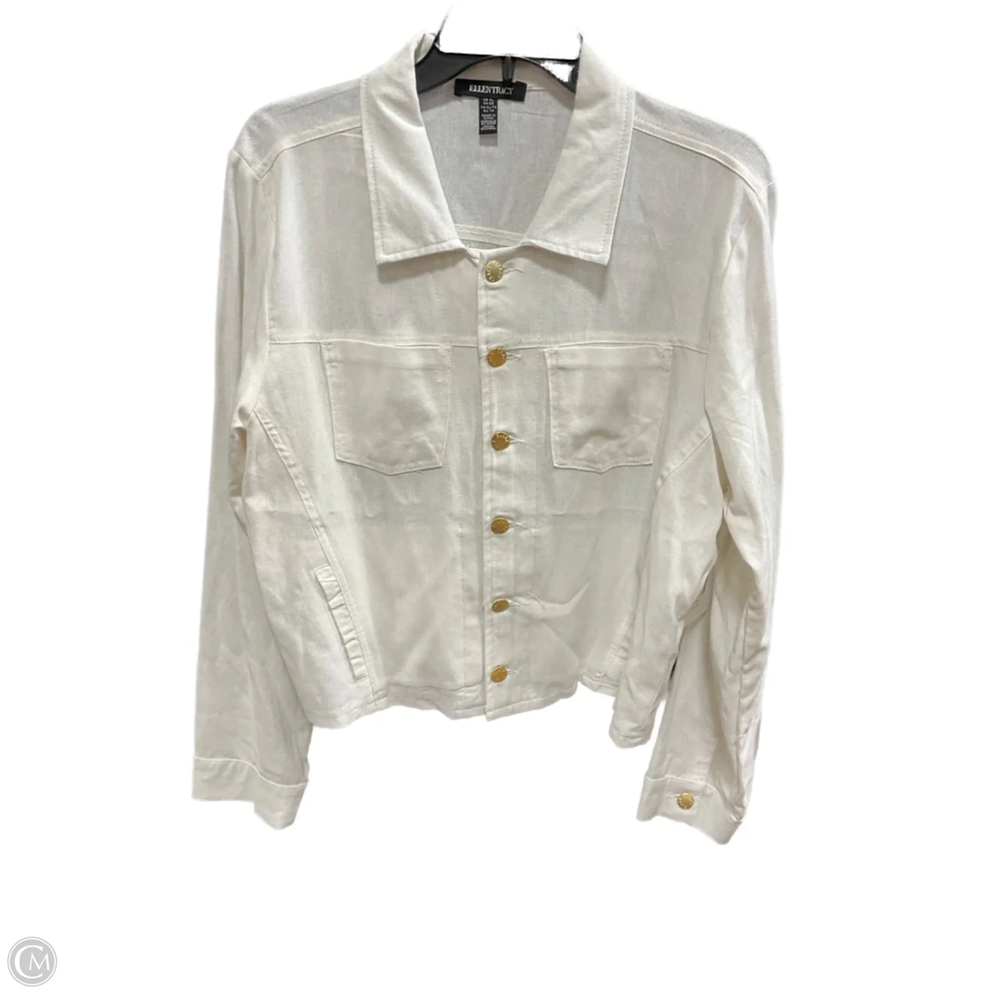 Jacket Shirt By Ellen Tracy In Cream, Size: Xl