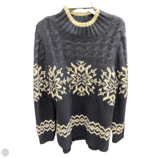 Sweater By Talbots In Blue & White, Size: L