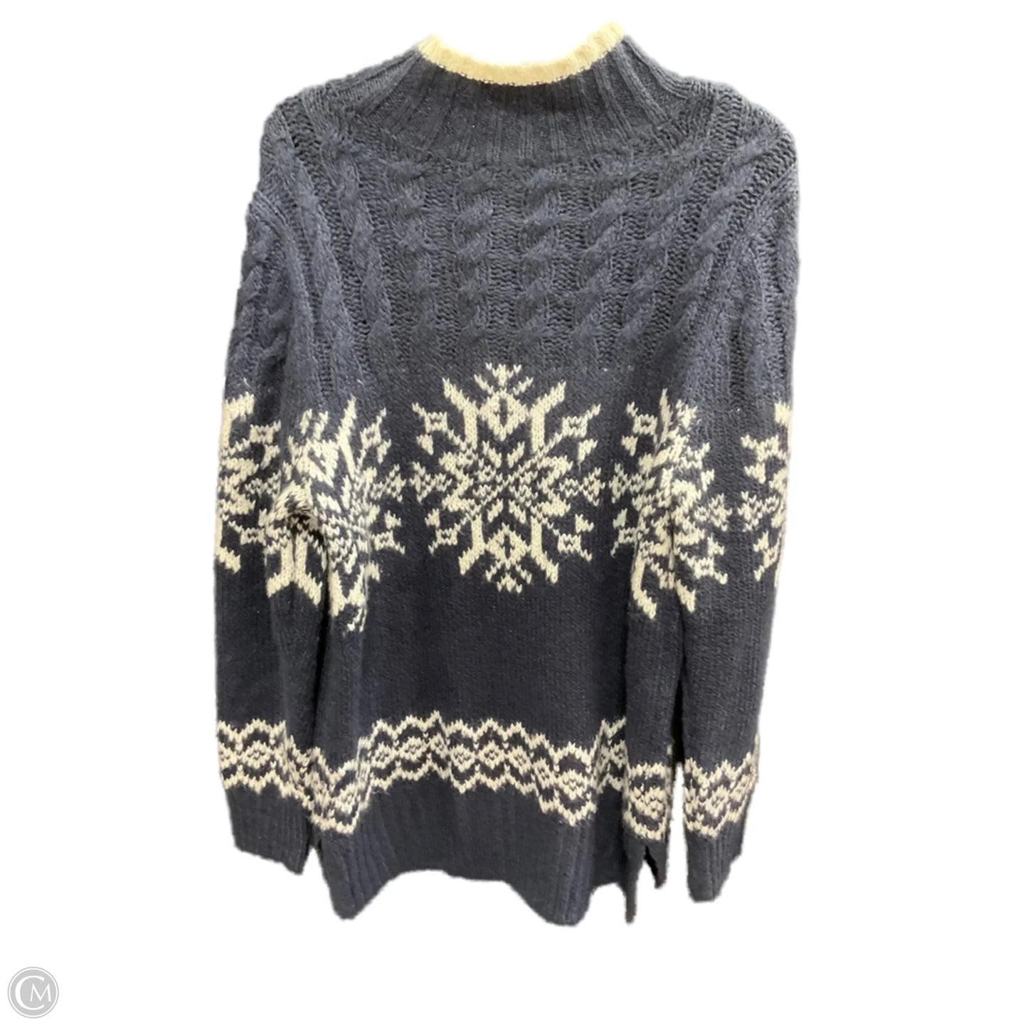 Sweater By Talbots In Blue & White, Size: L