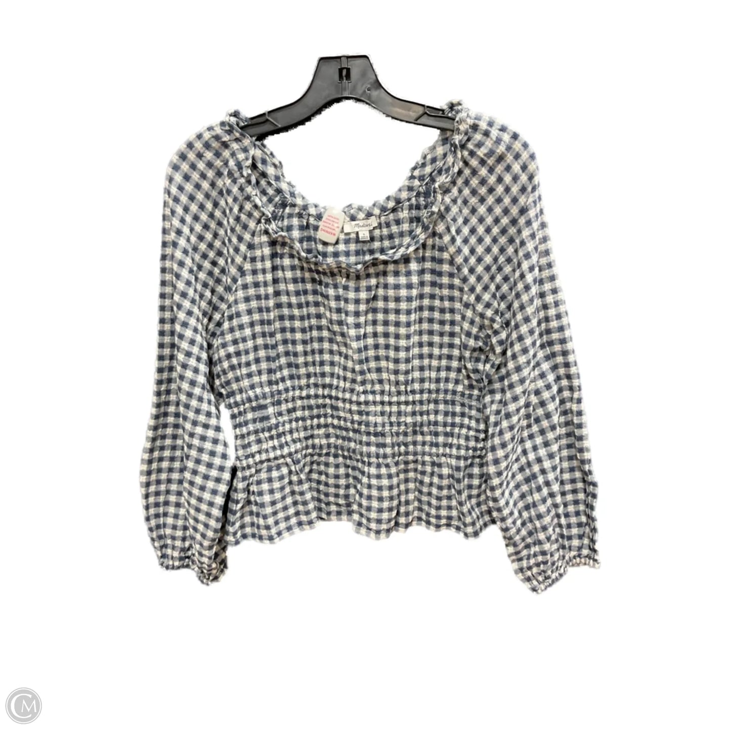 Top Long Sleeve By Madewell In Blue & Cream, Size: S
