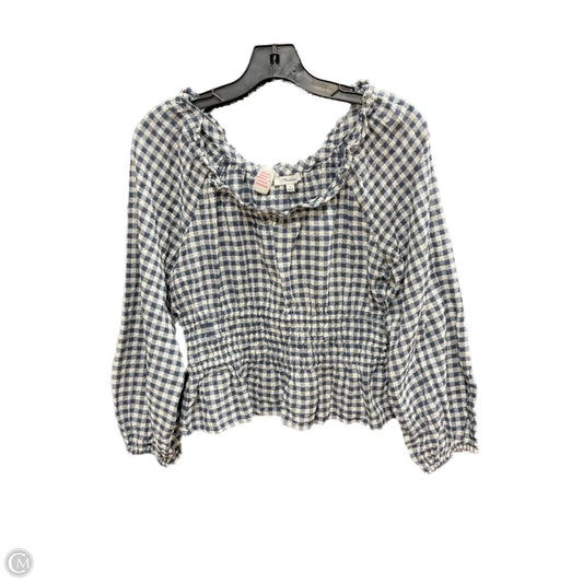 Top Long Sleeve By Madewell In Blue & Cream, Size: S