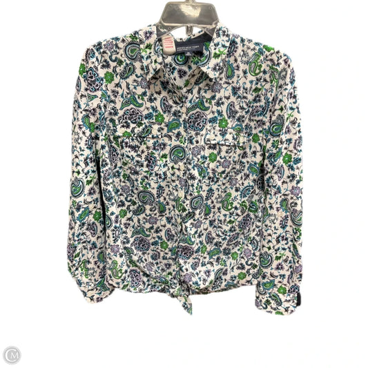 Blouse Long Sleeve By Jones New York In Blue & Green, Size: M