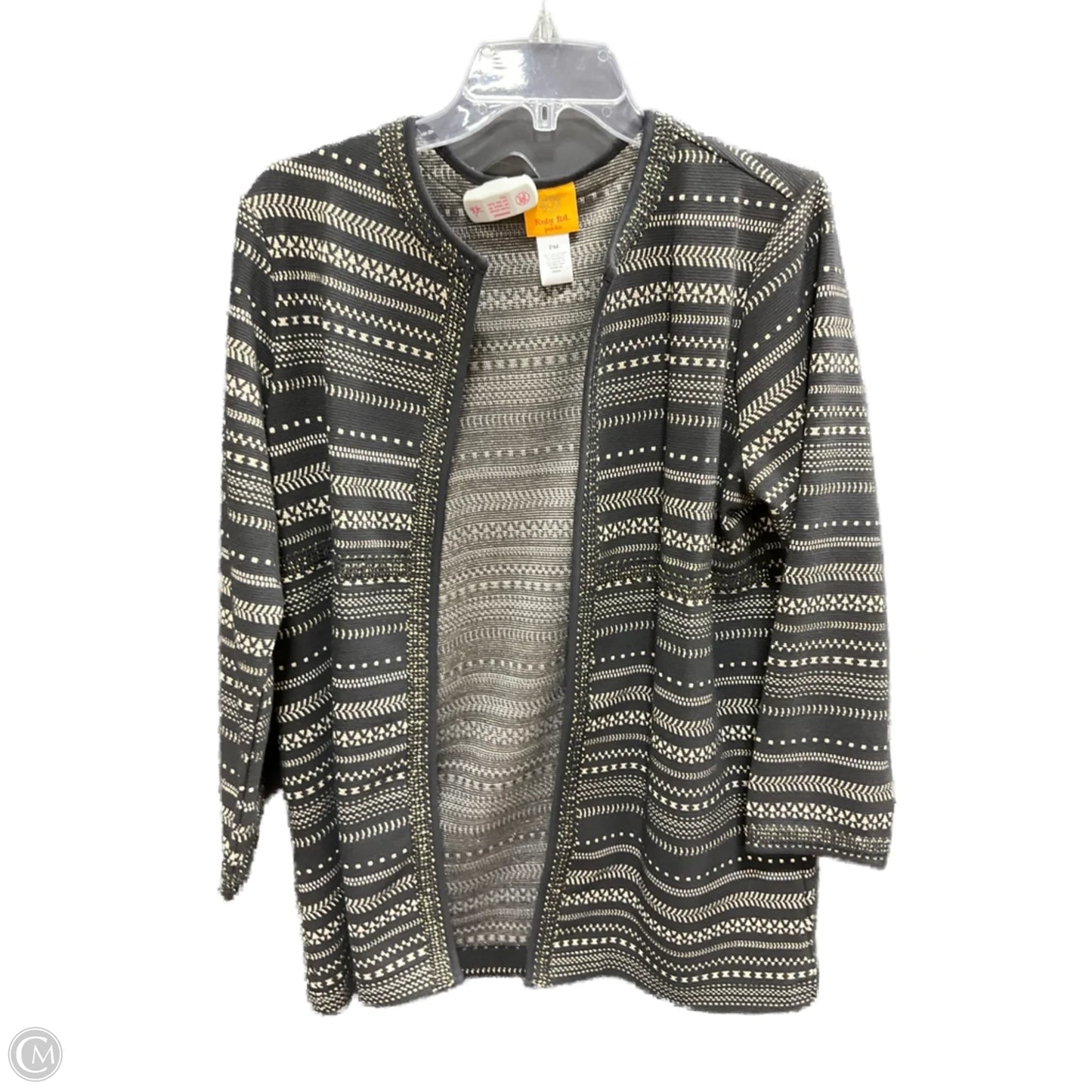 Sweater Cardigan By Ruby Rd In Black & Gold, Size: M