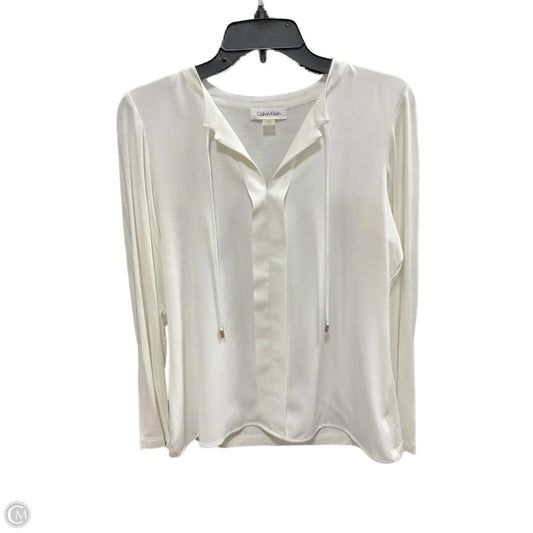 Top Long Sleeve By Calvin Klein In Cream, Size: L