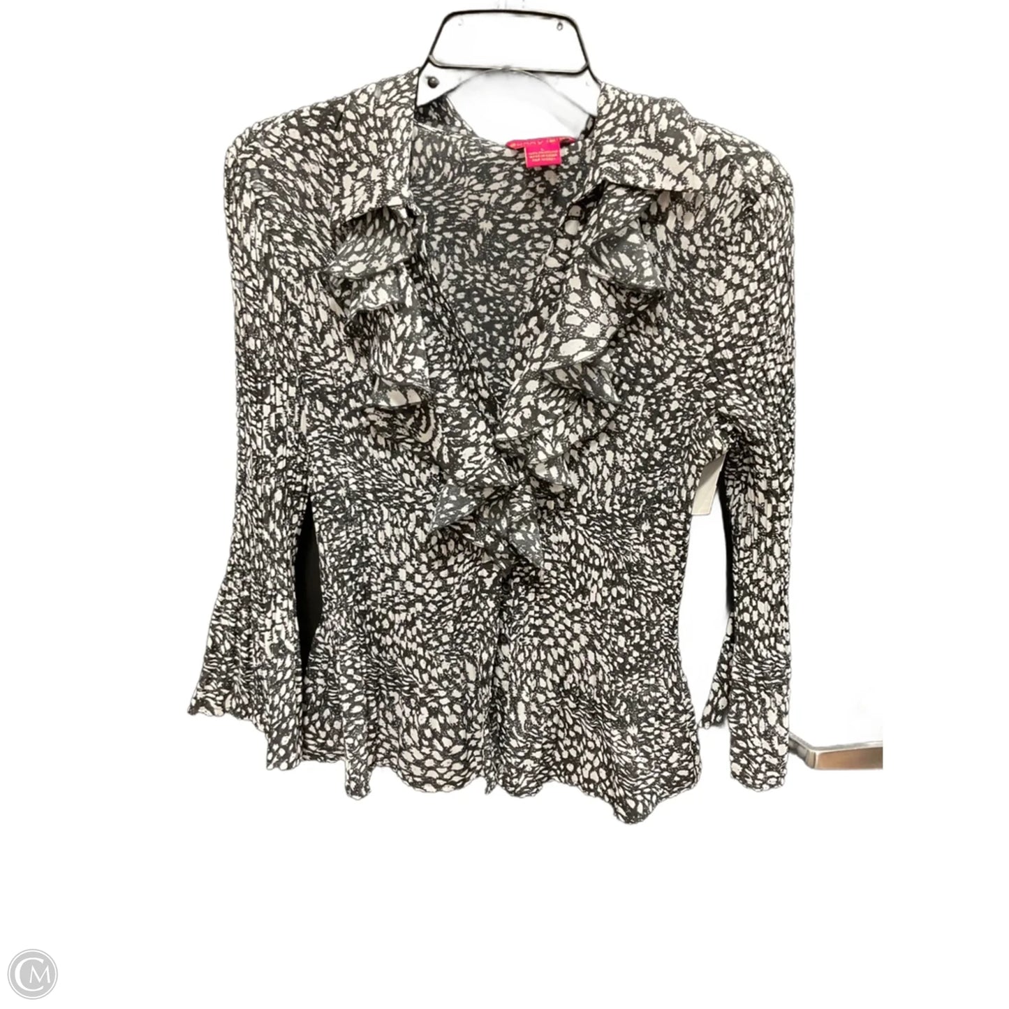 Top Long Sleeve By Sunny Leigh In Black & White, Size: L