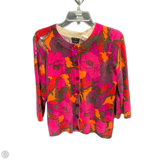 Sweater Cardigan Cashmere By Talbots In Orange & Purple, Size: M