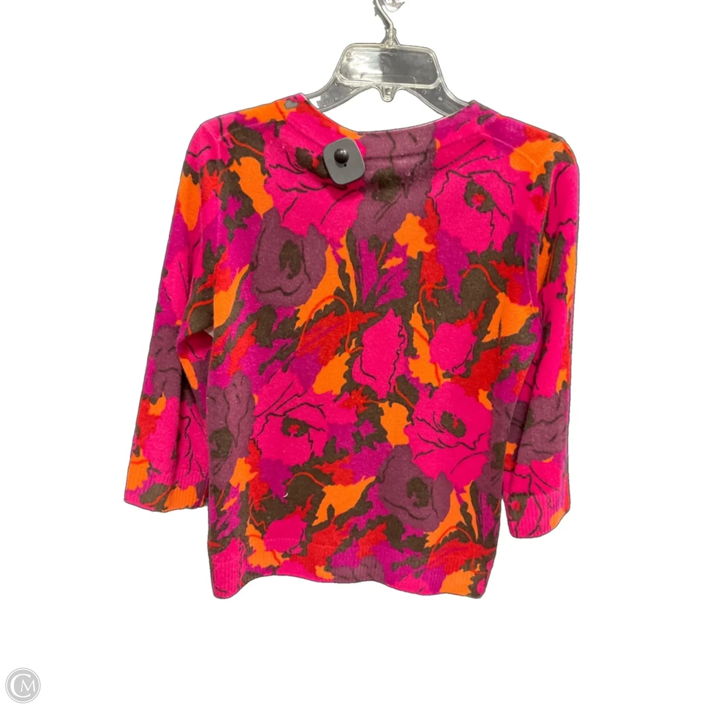 Sweater Cardigan Cashmere By Talbots In Orange & Purple, Size: M