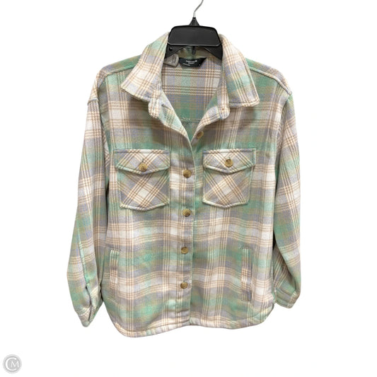 Jacket Shirt By Members Mark In Green & Tan, Size: M