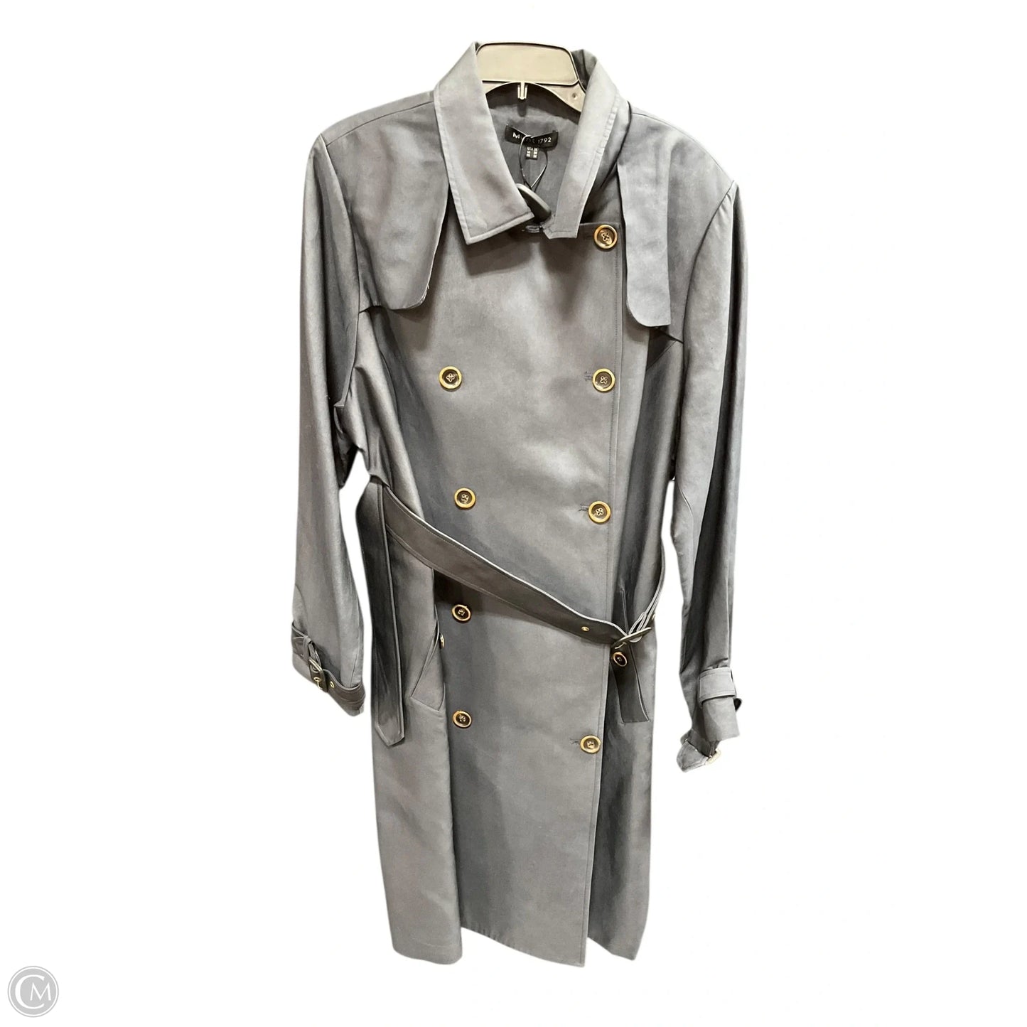 Coat Trench Coat By Clothes Mentor In Blue, Size: 3x