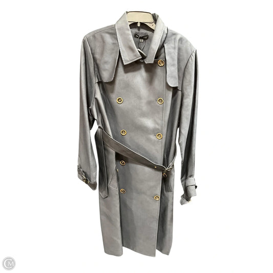 Coat Trench Coat By Clothes Mentor In Blue, Size: 3x