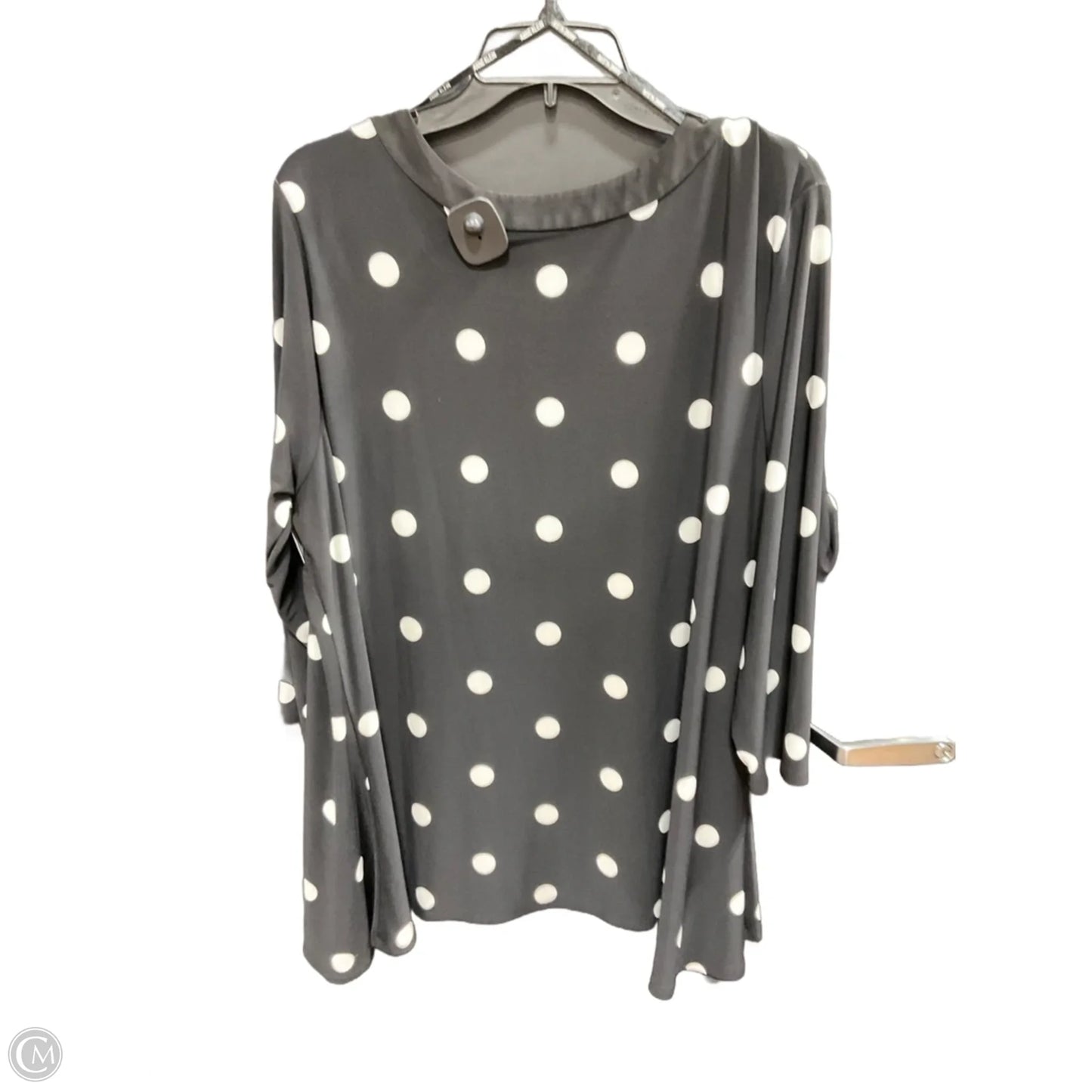 Top Long Sleeve By Anne Klein In Polkadot Pattern, Size: 2x