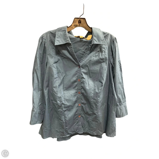 Blouse 3/4 Sleeve By St Johns Bay In Blue, Size: Xl