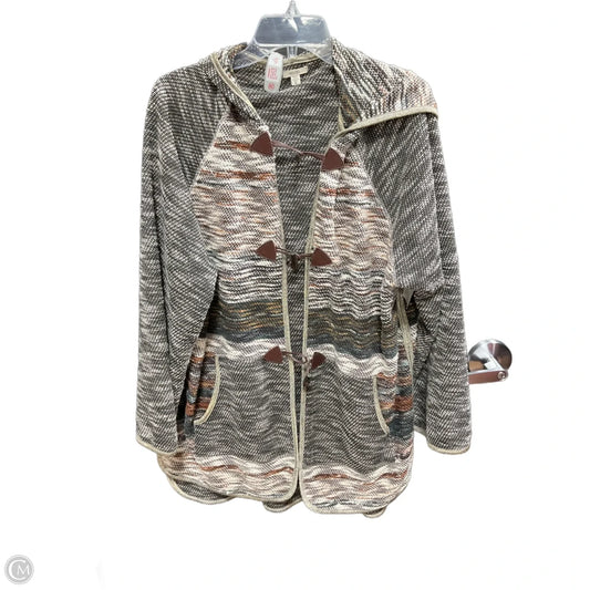 Sweater Cardigan By Ecote In Black & Tan, Size: L