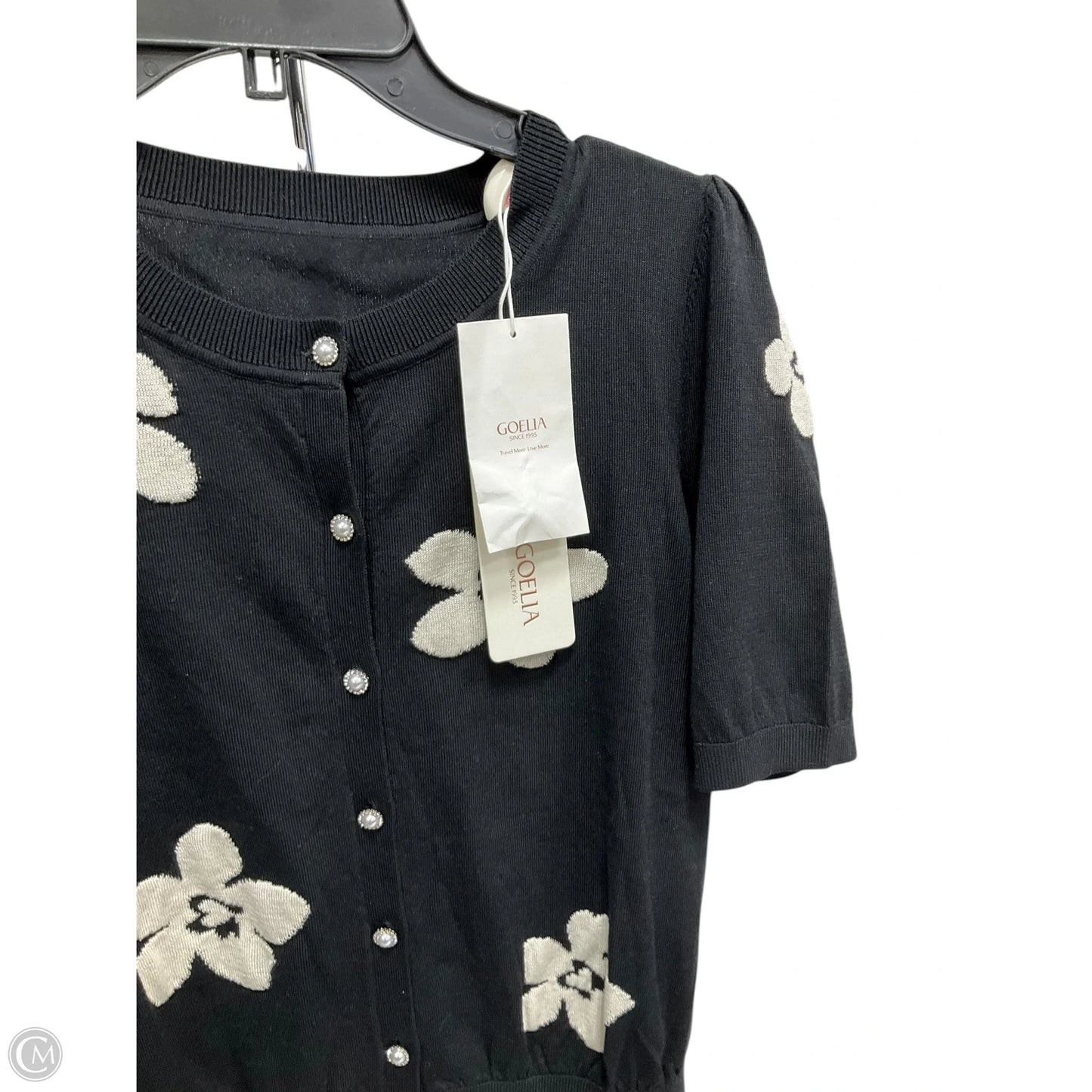 Sweater Cardigan By Cma In Black & Cream, Size: L