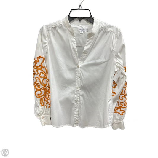 Top Long Sleeve By Chicos In Tan & White, Size: S
