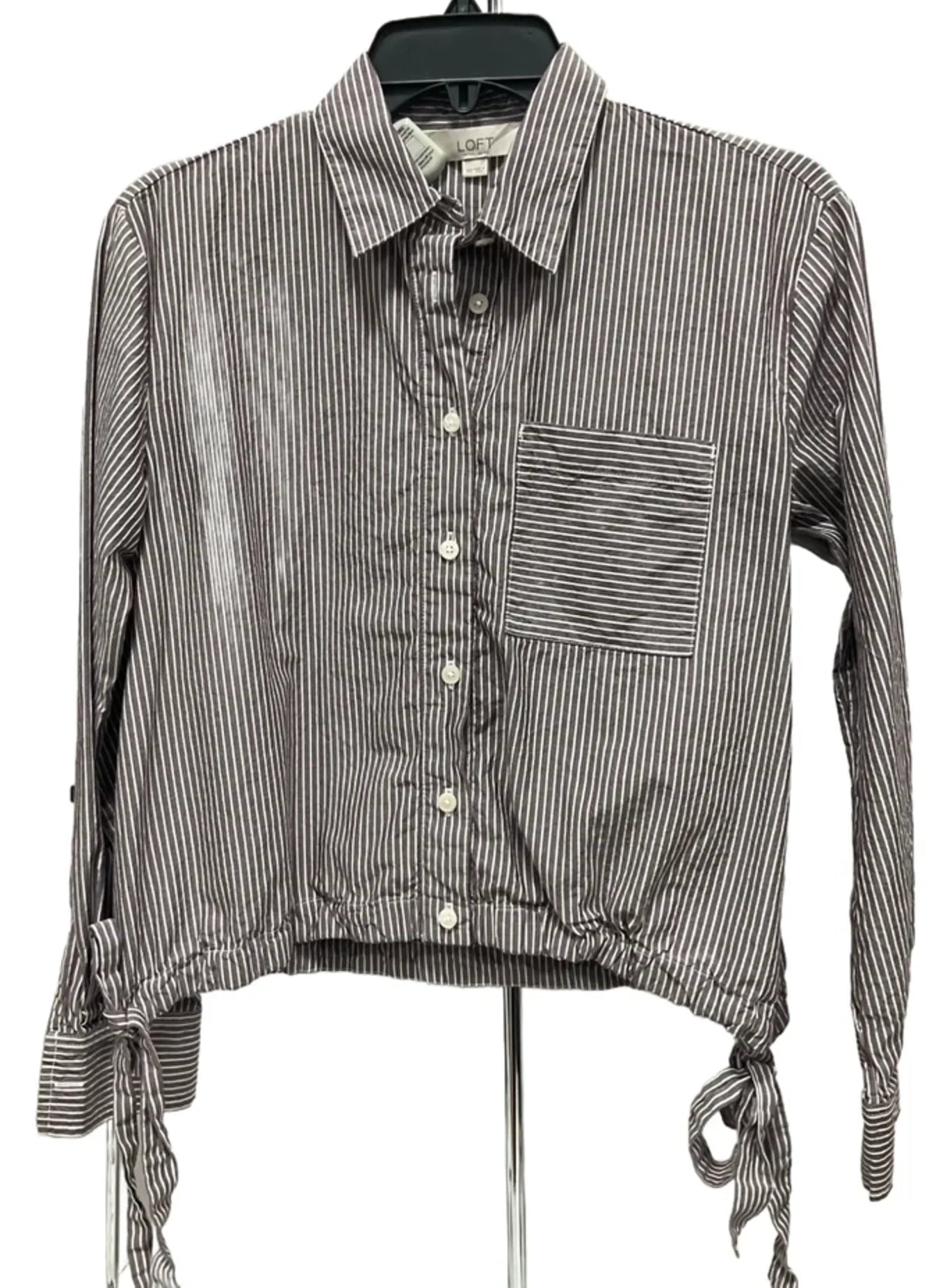 Top Long Sleeve By Loft In Brown & White, Size: Xs