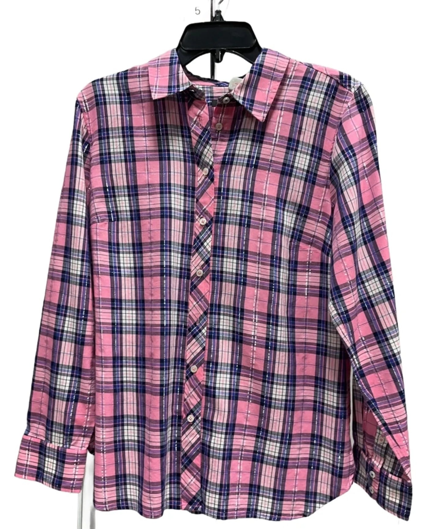 Blouse Long Sleeve By Talbots In Blue & Pink, Size: M