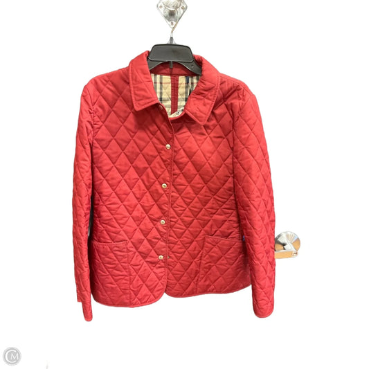 Coat Luxury Designer By Burberry In Red, Size: M