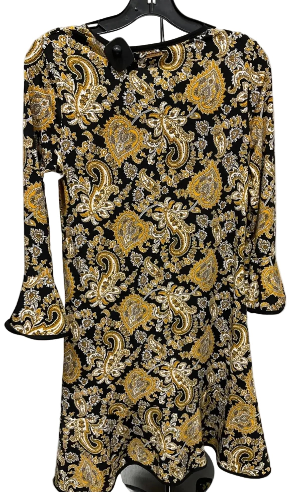 Dress Casual Midi By Michael By Michael Kors In Black & Yellow, Size: S