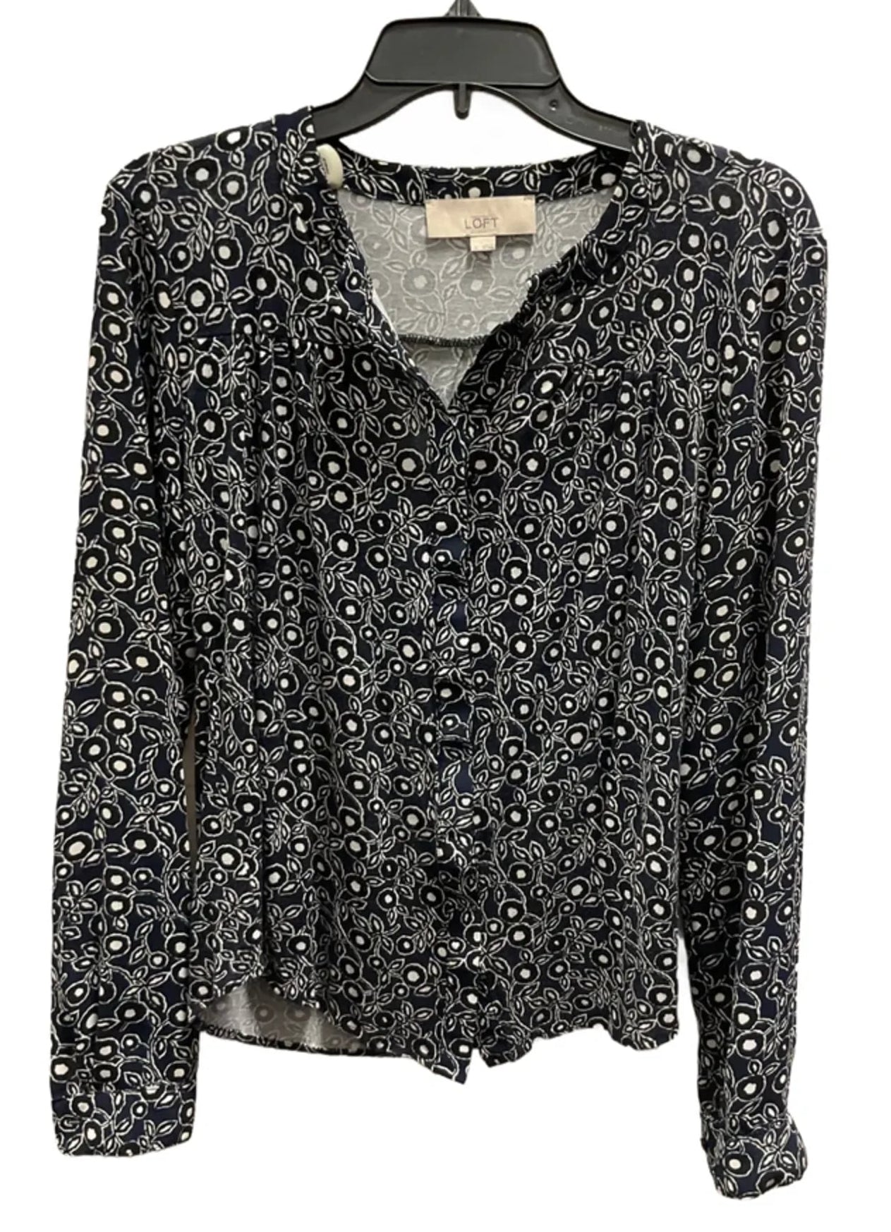 Top Long Sleeve By Loft In Black & Blue, Size: S