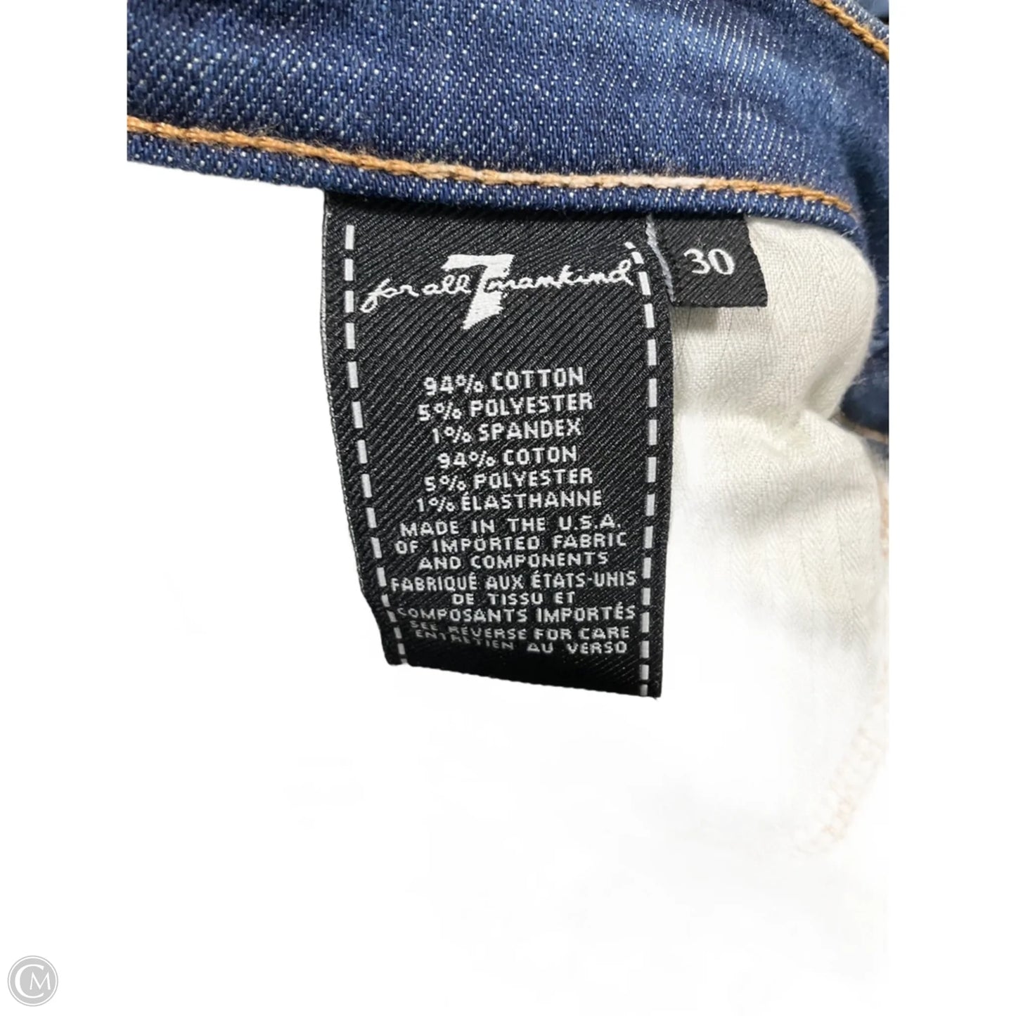 Jeans Skinny By 7 For All Mankind In Blue, Size: 10