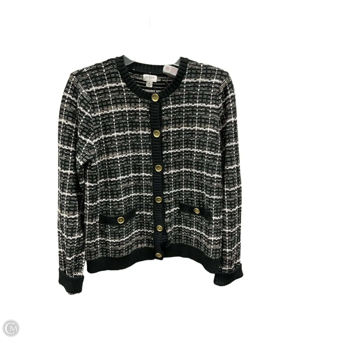 Sweater Cardigan By J. Crew In Black & White, Size: M
