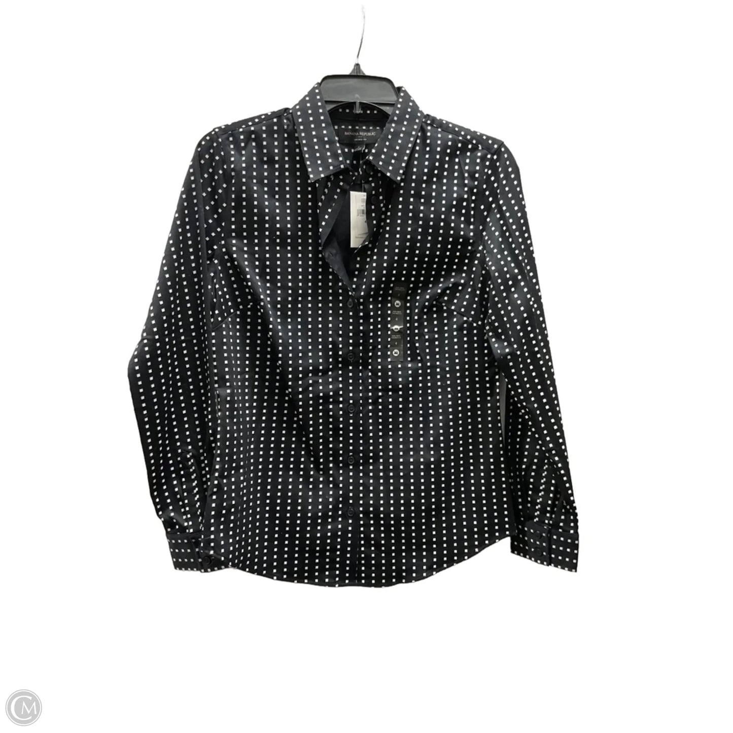Blouse Long Sleeve By Banana Republic In Black & White, Size: 4
