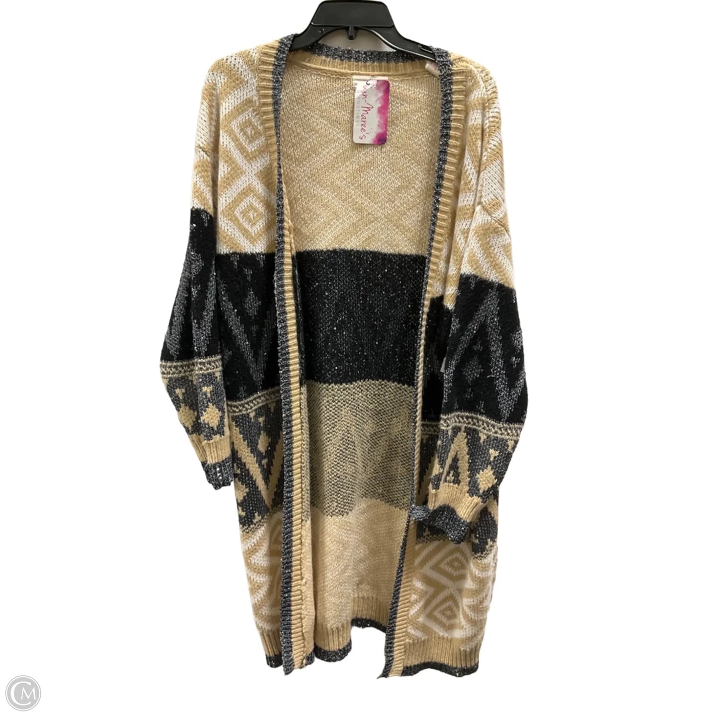 Sweater Cardigan By Clothes Mentor In Grey & Tan, Size: M