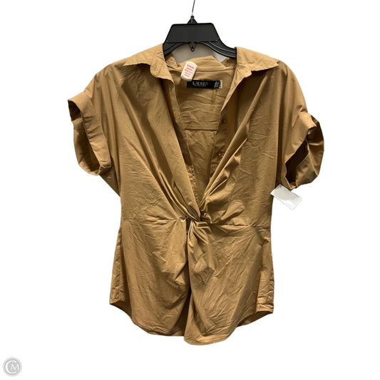 Top Short Sleeve By Lauren By Ralph Lauren In Tan, Size: S
