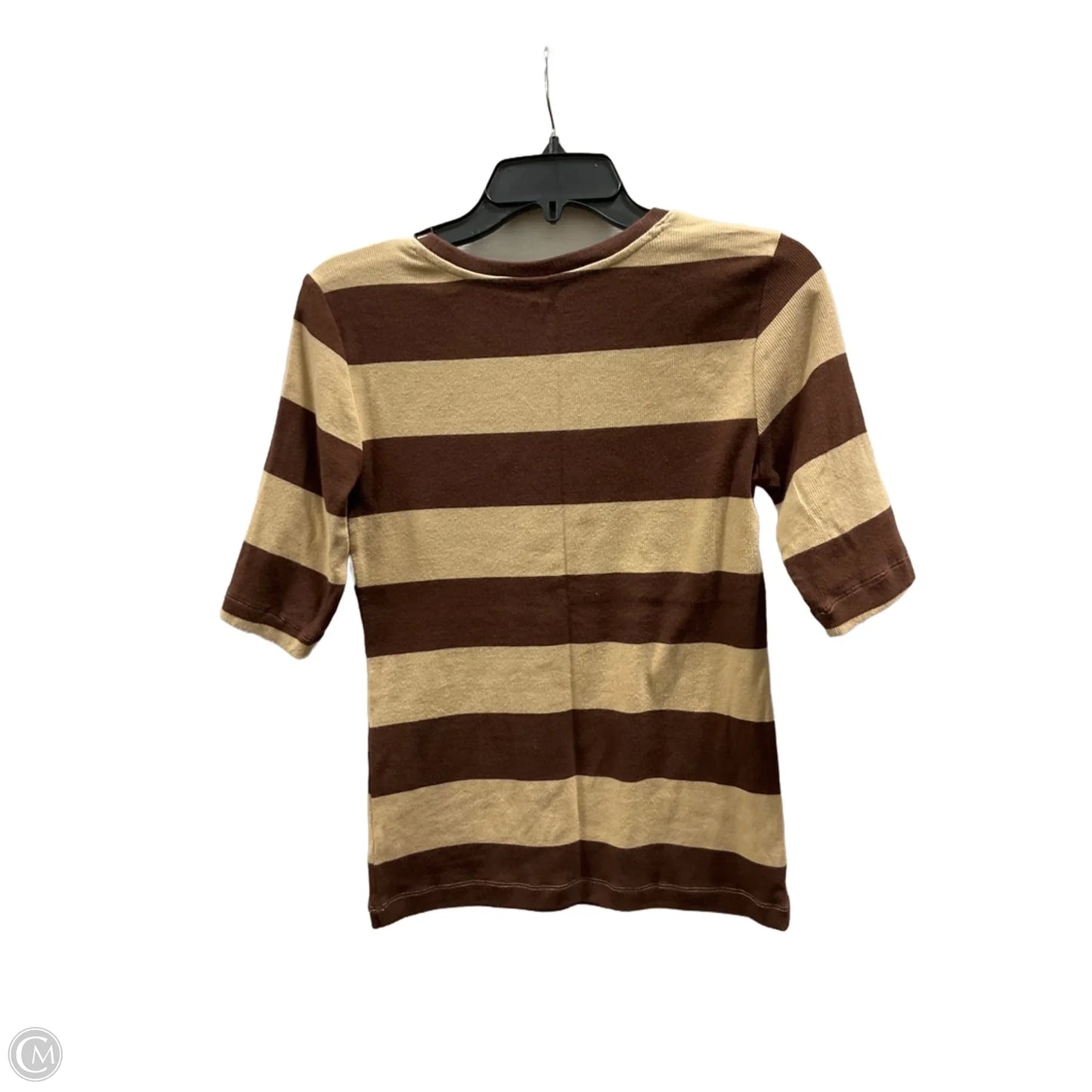 Top Short Sleeve By Loft In Brown & Tan, Size: M