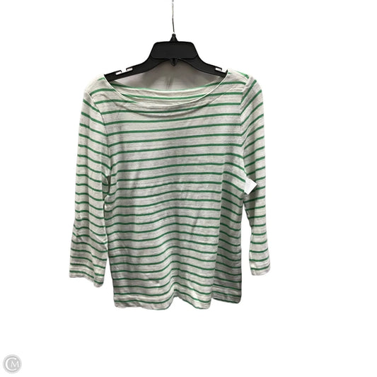 Top Long Sleeve By Loft In Green & White, Size: M