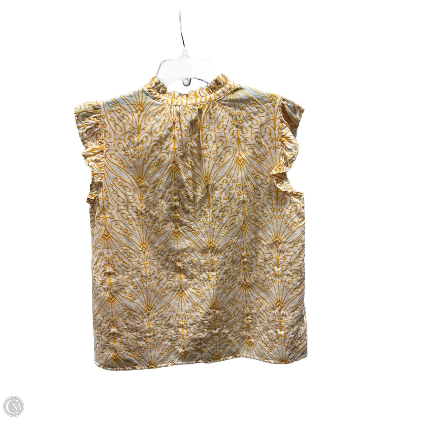 Top Short Sleeve By Loft In Orange & White, Size: M