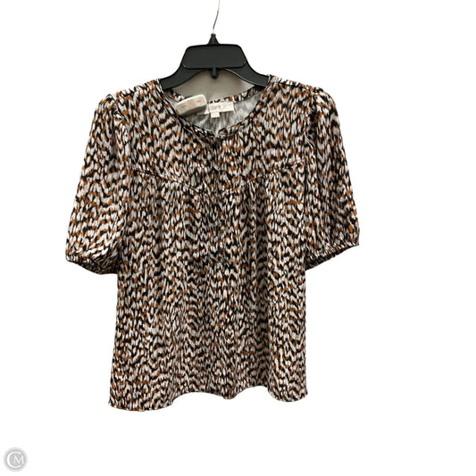 Top Short Sleeve By Loft In Orange & White, Size: M