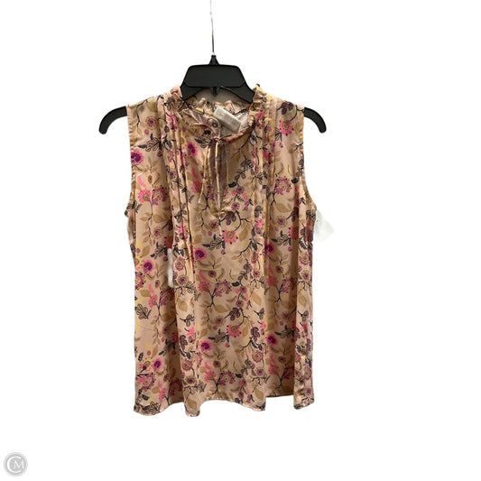 Top Sleeveless By Loft In Pink & Tan, Size: M