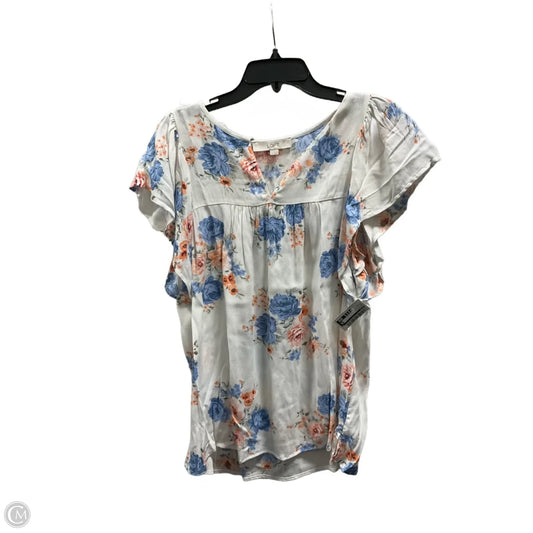 Top Short Sleeve By Loft In Blue & Orange, Size: M