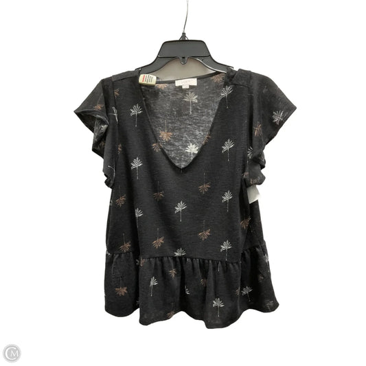 Top Short Sleeve By Loft In Black, Size: M