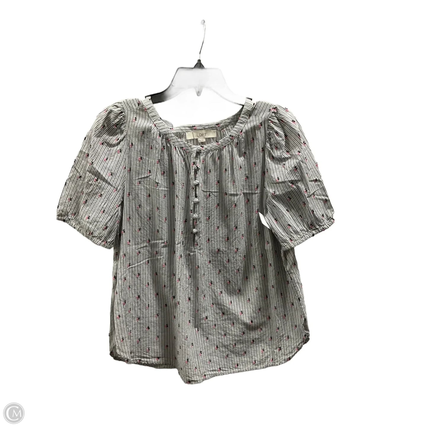 Top Short Sleeve By Loft In Grey & Pink, Size: M