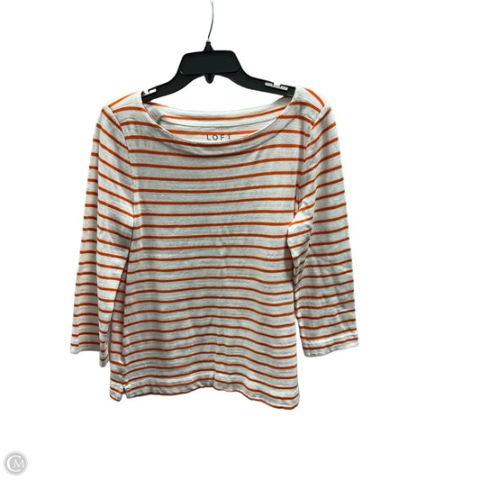 Top Long Sleeve By Loft In Orange & White, Size: M
