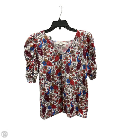 Top Short Sleeve By Loft In Blue & Red, Size: M